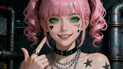 粉色头发甜辣女孩