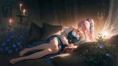 暗调烛光慵懒少女爱弥斯