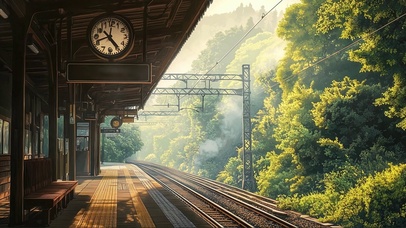 静谧午后绿色火车站台