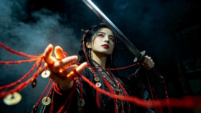 暗黑古风佩剑侠女