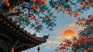 晚霞夏花