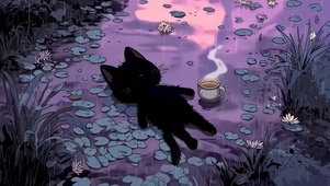 水中小黑猫
