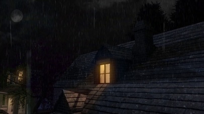 雨夜雨水落在屋顶上
