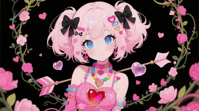 粉发动漫插画女孩