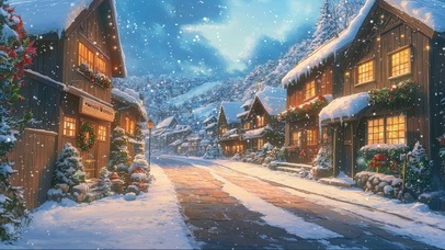 圣诞节日静谧大雪街道