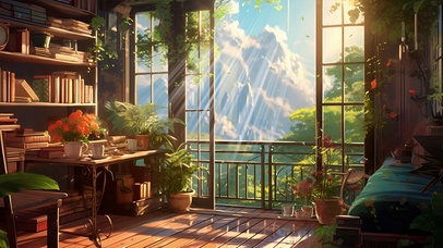 清新风景 ai插画