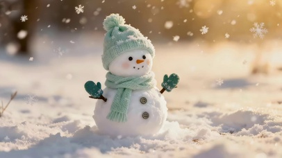 可爱雪景小雪人
