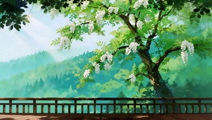 槐花映青山