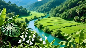 绿色护眼溪流山水