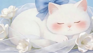 睡着了猫咪带鱼屏