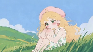 山野上的金发少女