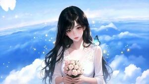 黑发捧花女孩