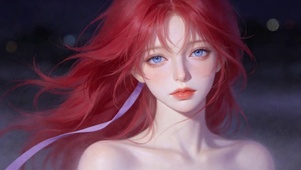 红发飘逸唯美蓝眼少女