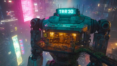 未来雨夜城市机器人