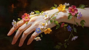 绝美手上鲜花