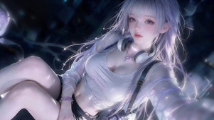 氛围感耳机少女
