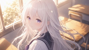 教室白发美少女