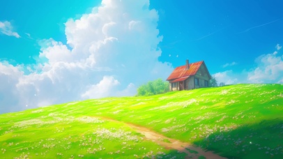 蓝天与小屋