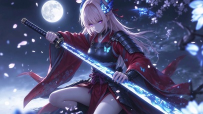 月光下的拔刀少女