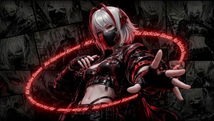 文字环绕红黑机能美少女