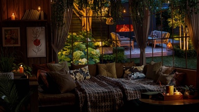 治愈舒适雨夜房间