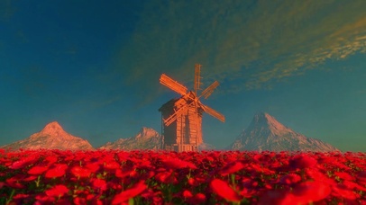 夕阳花海风车岛