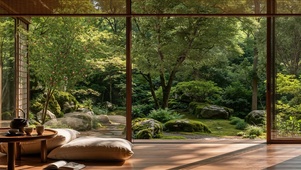 茶室望幽静庭院