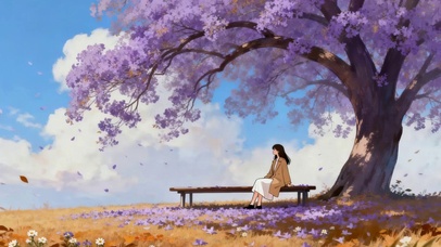 树下看风景的女孩