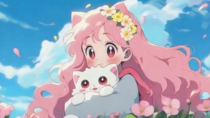 女孩和猫咪