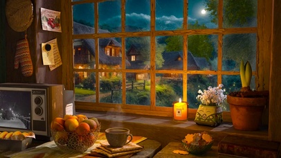 温馨乡村木屋窗边