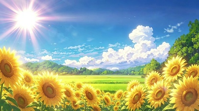 蓝天白云阳光明媚 向日葵花海
