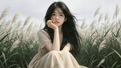 小清新芦苇从女孩