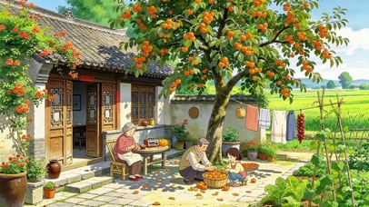 秋天外婆的小院子