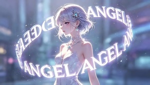 文字环绕少女