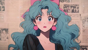 漂亮的蓝发动漫女孩