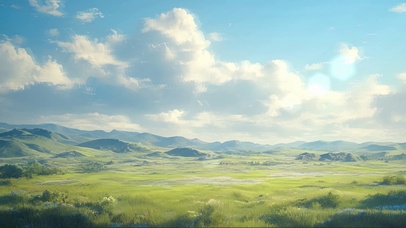 绿色护眼群山草原