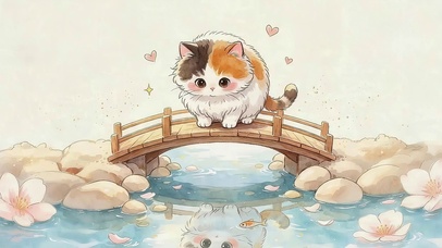 看自己倒影的猫咪