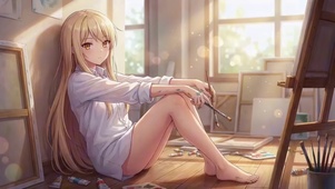 艺术角落的少女