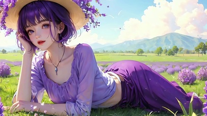 4K60帧-紫色草帽美少女1