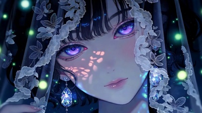 紫色瞳孔婚纱女孩高清4k