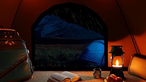 雨夜露营在帐篷入睡