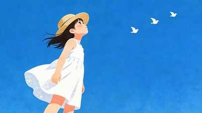 望着天空女孩
