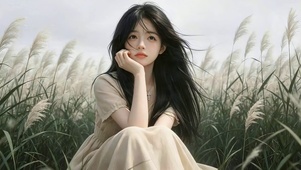 小清新芦苇从女孩
