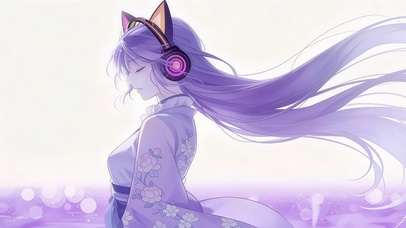 二次元耳机猫耳美女