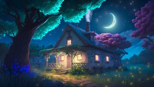 唯美月夜小屋
