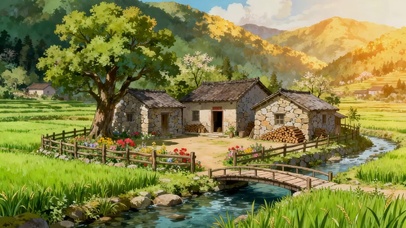 晚霞的乡村美景