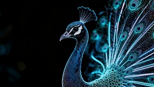 暗境荧羽开屏孔雀