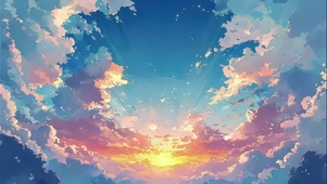 唯美晚霞天空云朵落日