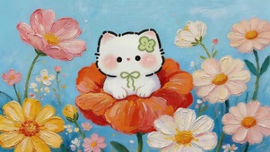 花朵上的猫咪