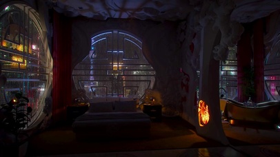 上海赛博风雨夜房间